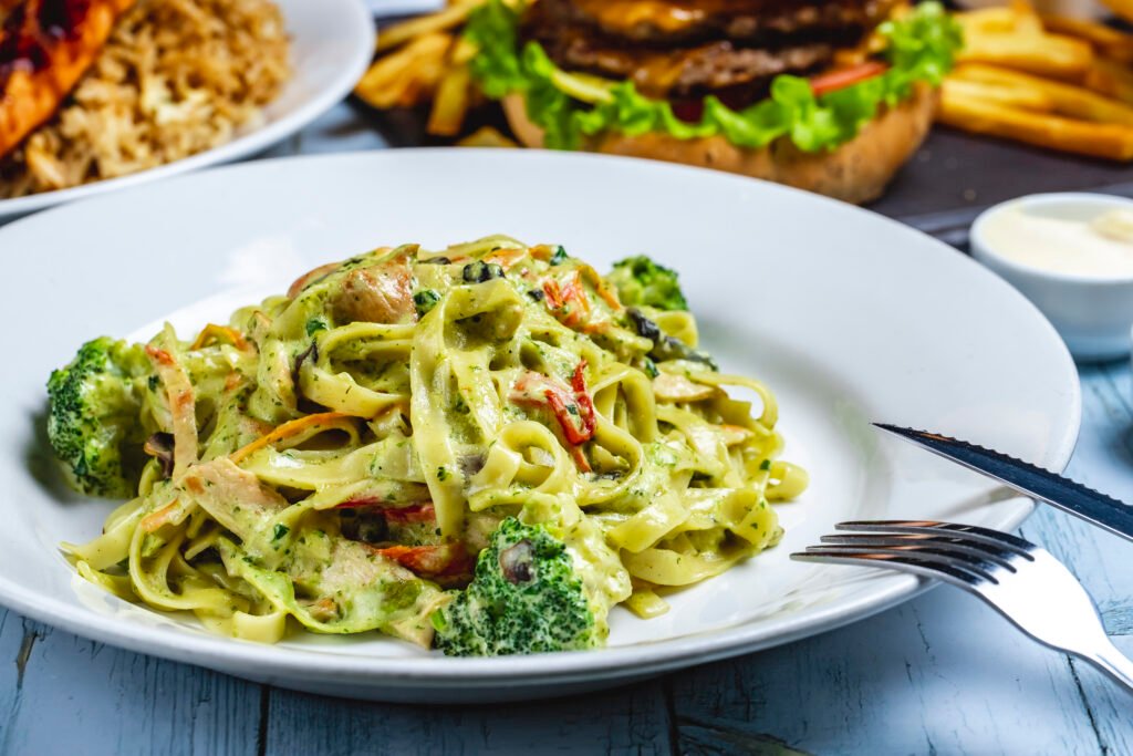 Basil Pesto Pasta with Veggies